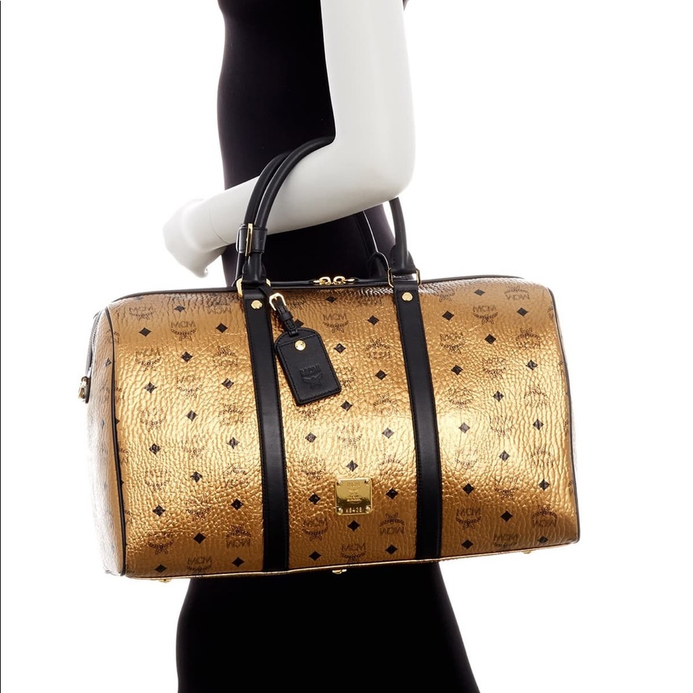 MCM Gold Leather Weekend/Travel Bag